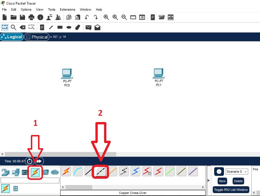 Cisco Packet Tracer Patch Cable Step 1